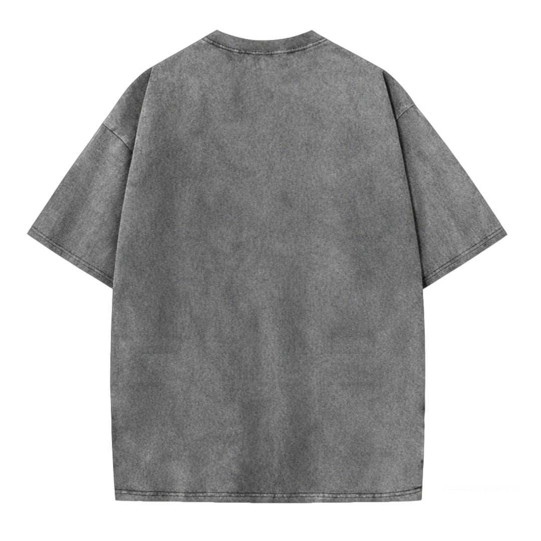 Funny Ghosts & Black Cat Print Vintage Washed T-shirt